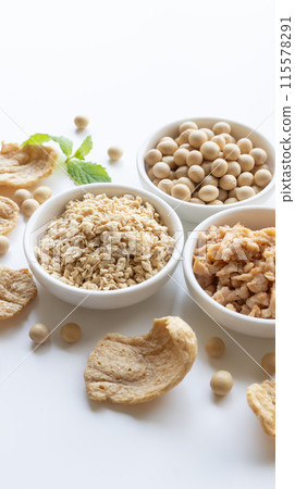 Soy meat, plant-based meat, white background 115578291