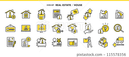 房地產/房屋圖示素材集-安全、買賣、租賃、保全、安全、搬家等。 115578356