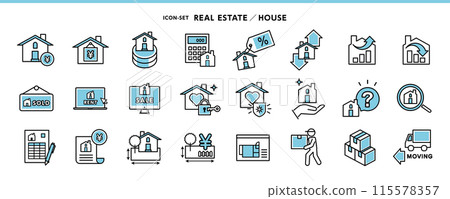 房地產/房屋圖示素材集-安全、買賣、租賃、保全、安全、搬家等。 115578357