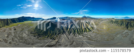 Aerial panorama view at Bromo volcanoes group 115578579