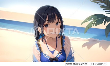 游泳衣的一個女孩 115580459