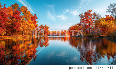Vibrant Autumn Lake 115580611
