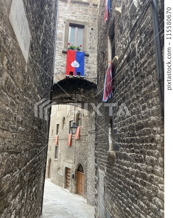 Gubbio city center during the festa dei Ceri Gubbio city center during the festa dei Ceri 115580670