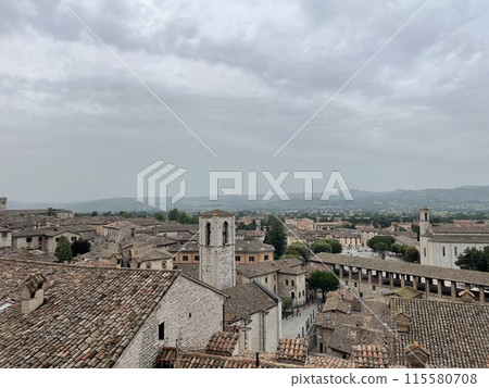 Gubbio city center landmark in Umbria italy 115580708