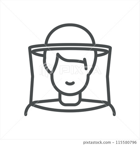 Beekeeper Icon. Simple Line Illustration of a Beekeeper Wearing Protective Gear, Symbolizing Beekeeping Activities. Vector Symbol on White Background. 115580796