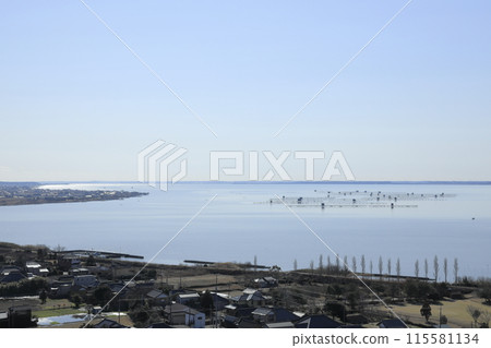 Lake Kasumigaura to the south, as seen from the observation deck of the 60m-tall Rainbow Tower, built on the shores of Lake Kasumigaura in Namegata City, Ibaraki Prefecture Lake Kasumigaura to the south, as seen from the observation deck of the 60m-tall Rainbow Tower, built on the shores of Lake Kasumigaura in Namegata City, Ibaraki Prefecture 115581134