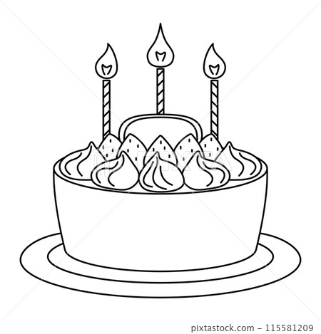 裝飾蛋糕、整蛋糕、圖示素材插畫線描 裝飾蛋糕、整蛋糕、圖示素材插畫線描 115581209