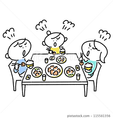 吃飯時家庭吵架,女兒不和,家庭不和,生氣 吃飯時家庭吵架,女兒不和,家庭不和,生氣 115581356