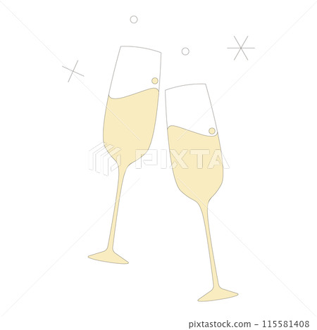 Champagne glass illustration, cheers, icon material 115581408