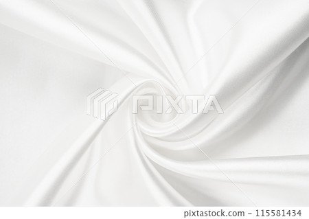 White luxurious silk, wavy fabric texture. 115581434
