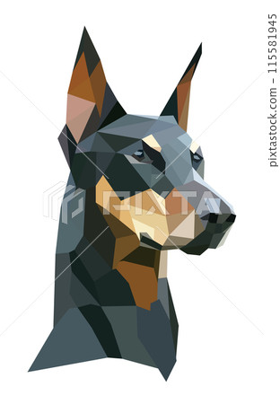 Doberman on a white background in illustrator 115581945