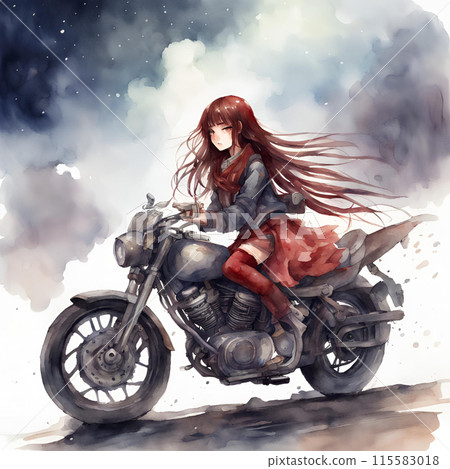 A woman runs along the seaside in the rain with her headlights on 115583018