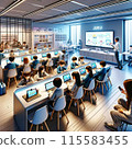Meeting in a conference room 115583455