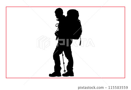 Mountaineer climber hiker people silhouette collection, Hiker mountain climber adventure silhouette for logo 115583559