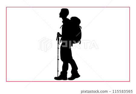 Mountaineer climber hiker people silhouette collection, Hiker mountain climber adventure silhouette for logo 115583565