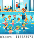 Children playing in the pool 115583573