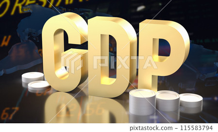The GDP gold text and coins for Business concept 3d rendering. The GDP gold text and coins for Business concept 3d rendering. 115583794