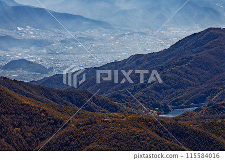 View of Enzan city from the summit of Mount Kinpu in Okuchichibu 115584016