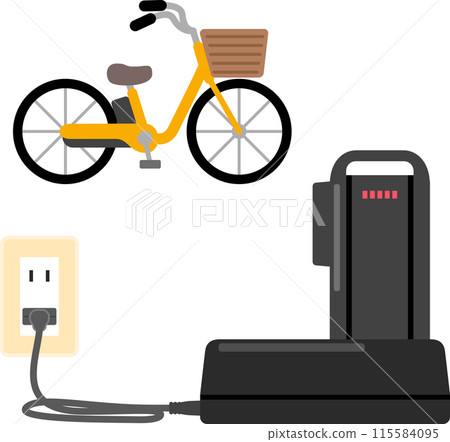 電動輔助自行車電池正在充電 115584095