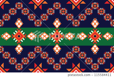 Geometric ethnic seamless pattern colorful. traditional ethnic oriental style vector pattern, Designed for background ,wallpaper ,carpet ,clothing ,weaving ,printed pattern ,fabric ,embroidery,doormat 115584411
