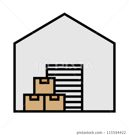 Warehouse and cardboard icon Logistics facility 115584422