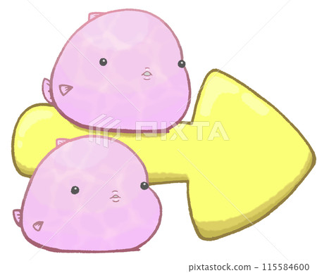 Two lumberfish and a right-pointing arrow (cherry blossom color) 115584600