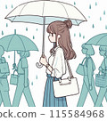 一個女人撐著傘在雨中行走 115584968