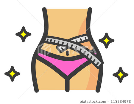 一個飲食健康、腰部健美的女性的插圖 115584978