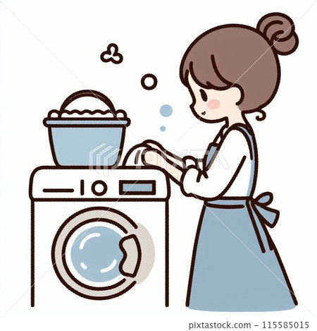 家庭主婦洗衣服 115585015