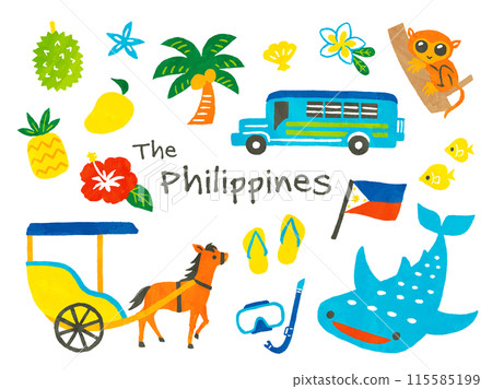 Cute Philippine handwritten illustration set 115585199