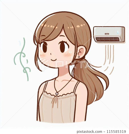 A woman cooling in the air conditioner A woman cooling in the air conditioner 115585319