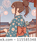 浴衣看煙花的女人 115585348
