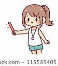 一個穿著運動服、手指指著的女孩 115585405