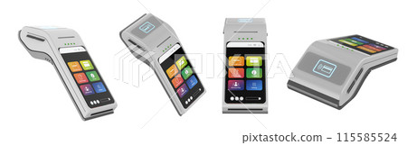 Set of white credit card readers isolated on white 115585524