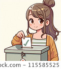 婦女在選舉中投票 115585525