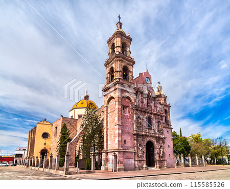 Temple of Our Lady of Mount Carmel or San Marcos Temple in Aguascalientes, Mexico at night 115585526