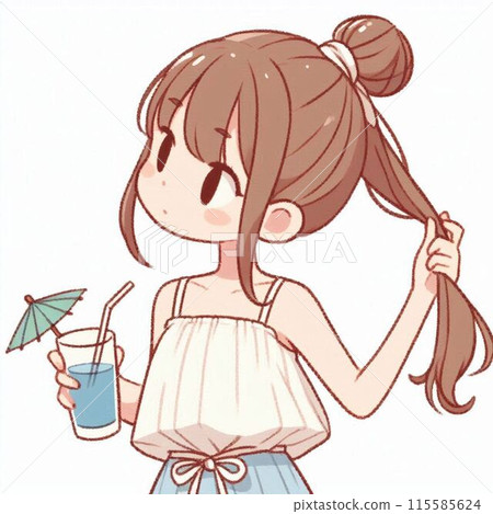 一個女孩喝水 115585624