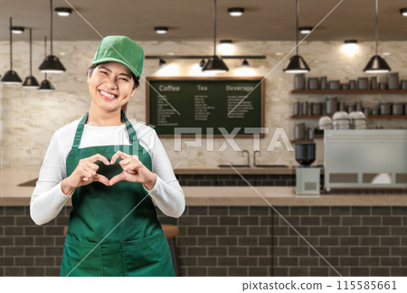Business owner or seller in cafe or coffee shop Business owner or seller in cafe or coffee shop 115585661