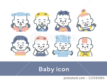 Baby upper body icon set Baby upper body icon set 115585863