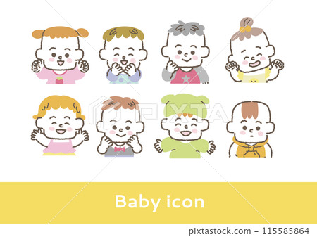 Baby upper body icon set 115585864