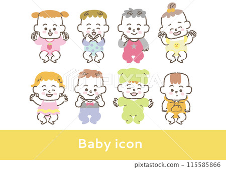 Baby full body icon setFull body, baby, baby, baby, cute, illustration, house 115585866