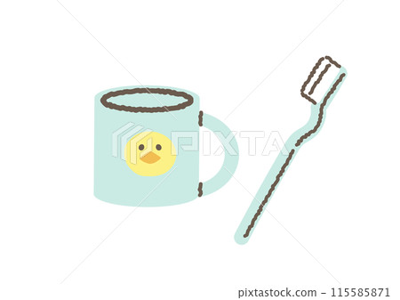 牙膏杯和牙刷的插圖集 115585871