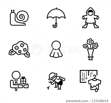 A simple illustration set related to June A simple illustration set related to June 115586014