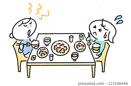 丈夫吃飯時對妻子大喊大叫 精神騷擾 家庭暴力 辱罵性語言 夫妻 115586446