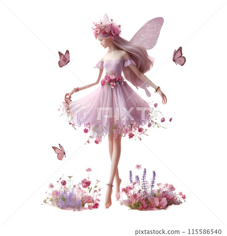 3D fairy with flowers 115586540
