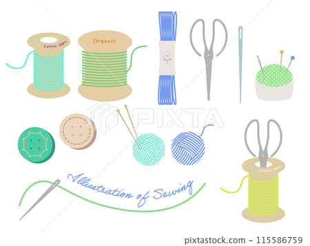 Handmade sewing tools illustration set 115586759