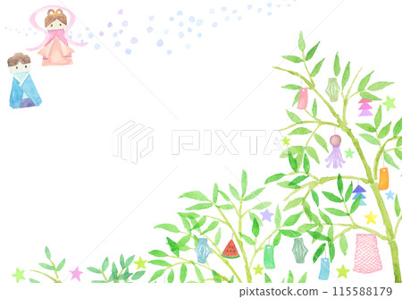 七夕裝飾背景手繪水彩 115588179