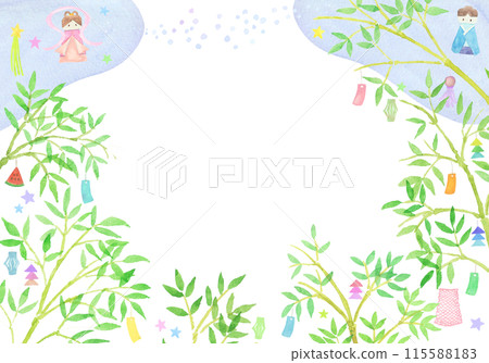 七夕裝飾背景手繪水彩 115588183