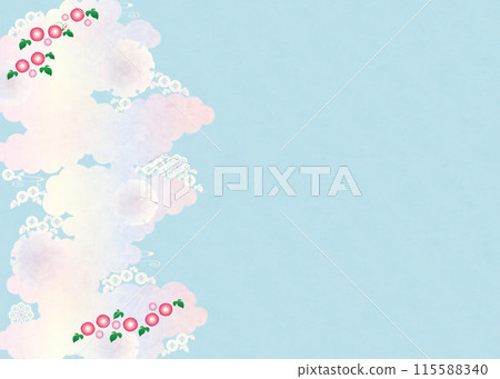Background material-Japanese pattern morning glory 2022-34 Tech 115588340