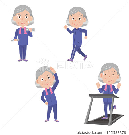 老年婦女運動的插圖集 115588878
